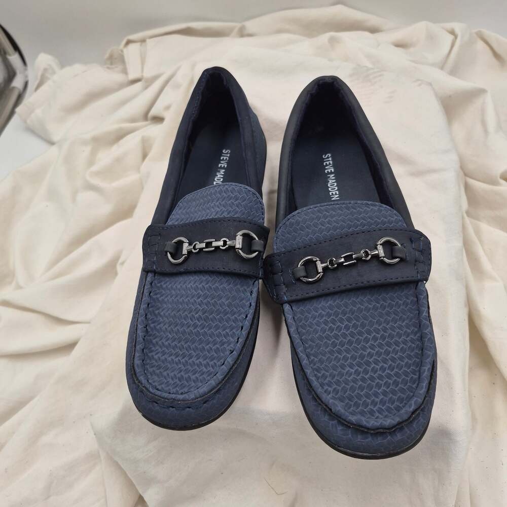 Steve Madden Boys' Justinn Loafers navy blue Big girl size 5